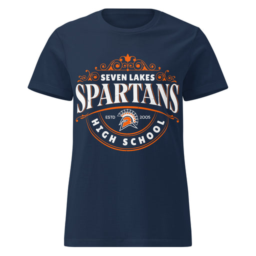 Seven Lakes High School Spartans Women's Navy Blue SoftStyle T-shirt 211