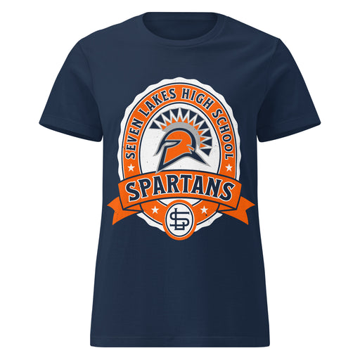 Seven Lakes High School Spartans Women's Navy Blue SoftStyle T-shirt 212