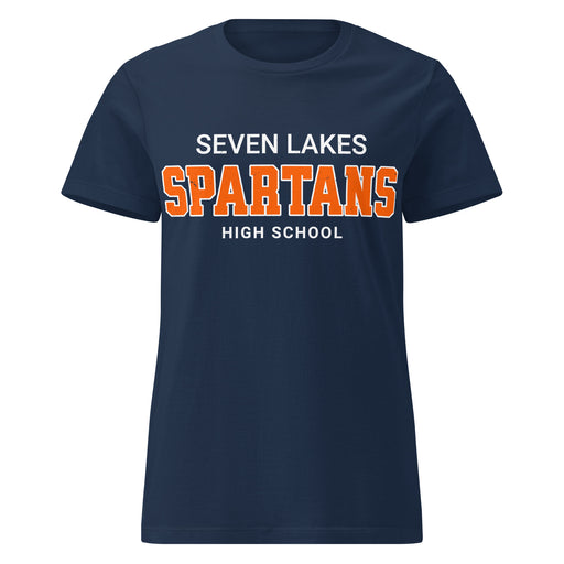 Seven Lakes High School Spartans Women's Navy Blue SoftStyle T-shirt 002