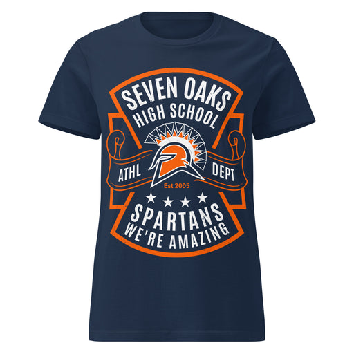 Seven Lakes High School Spartans Women's Navy Blue SoftStyle T-shirt 207