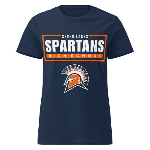 Seven Lakes High School Spartans Women's Navy Blue SoftStyle T-shirt 049