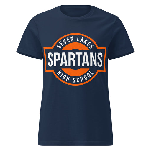 Seven Lakes High School Spartans Women's Navy Blue SoftStyle T-shirt 011