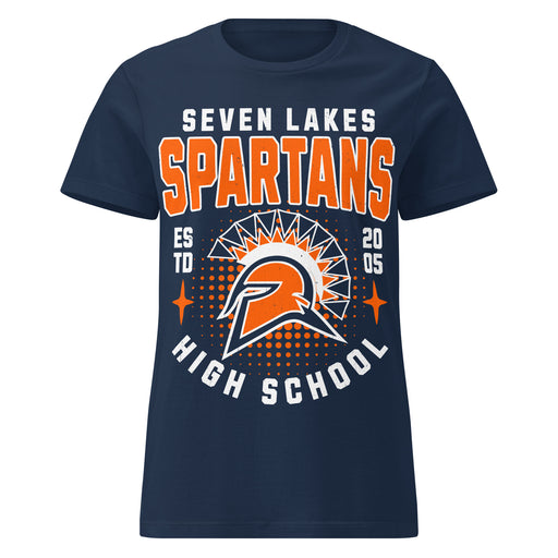 Seven Lakes High School Spartans Women's Navy Blue SoftStyle T-shirt 204