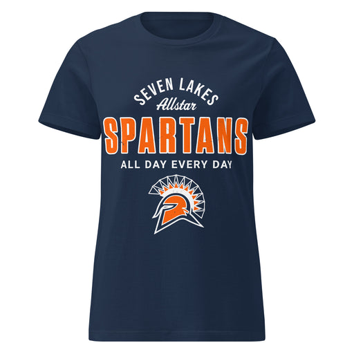 Seven Lakes High School Spartans Women's Navy Blue SoftStyle T-shirt 040
