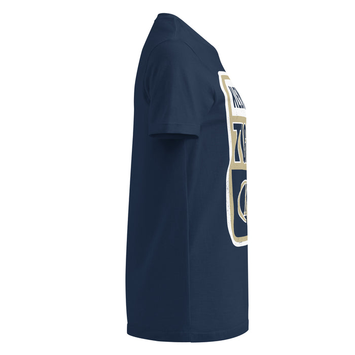 Side view of Klein Collins High School Tigers Women's Navy Blue SoftStyle T-shirt 001