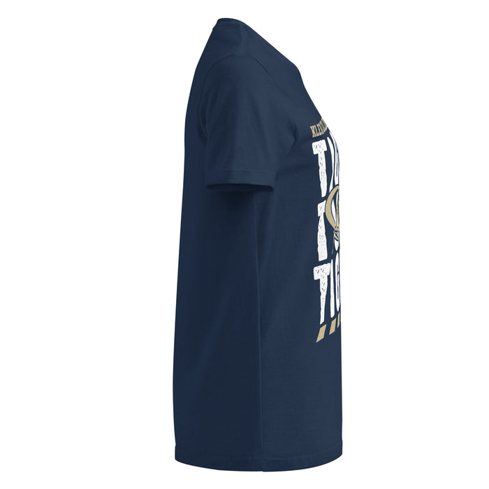 Side view of Klein Collins High School Tigers Women's Navy Blue SoftStyle T-shirt 223