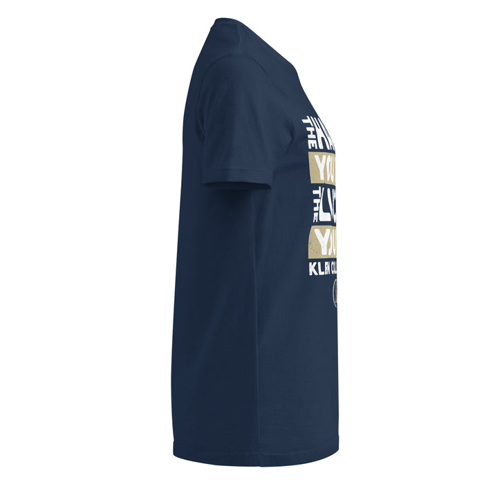 Side view of Klein Collins High School Tigers Women's Navy Blue SoftStyle T-shirt 238