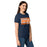 Side view of Seven Lakes High School Spartans Women's Navy Blue SoftStyle T-shirt 098