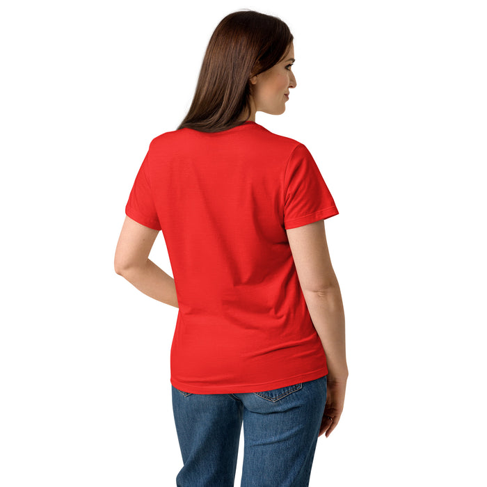 Back view of Tomball High School Cougars Women's Red SoftStyle T-shirt 215