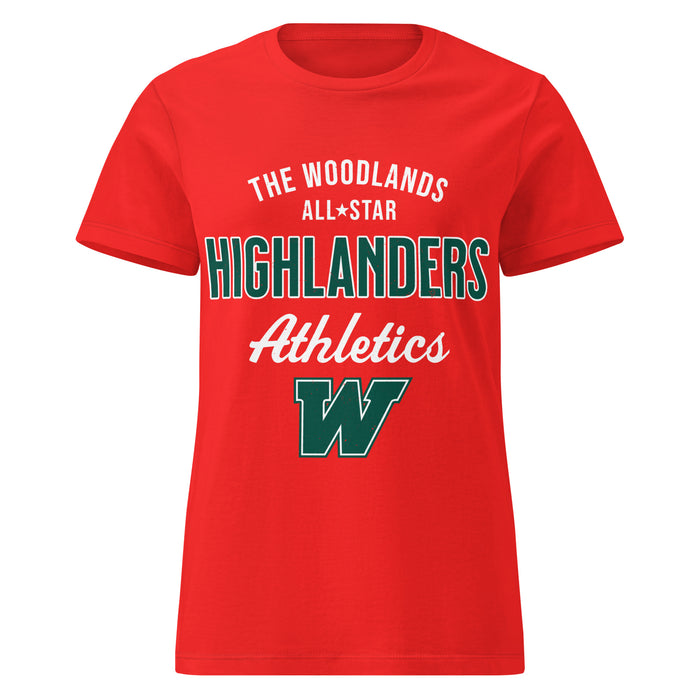 The Woodlands High School Highlanders Women's Red SoftStyle T-shirt 034