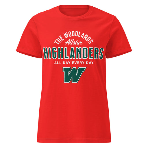 The Woodlands High School Highlanders Women's Red SoftStyle T-shirt 040