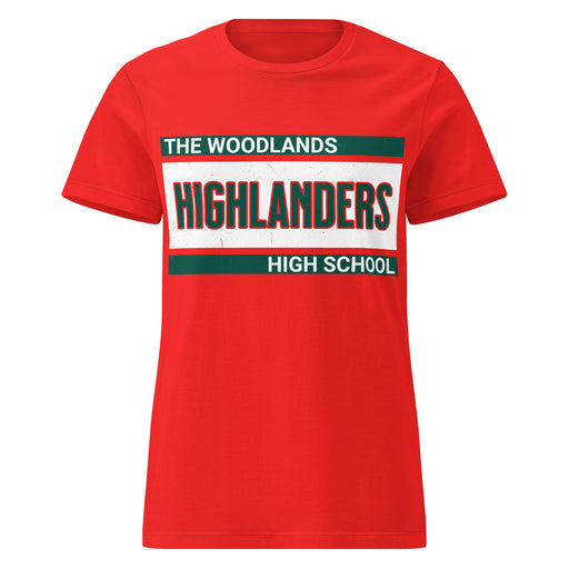 The Woodlands High School Highlanders Women's Red SoftStyle T-shirt 098