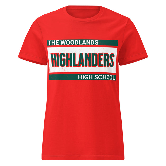The Woodlands High School Highlanders Women's Red SoftStyle T-shirt 098