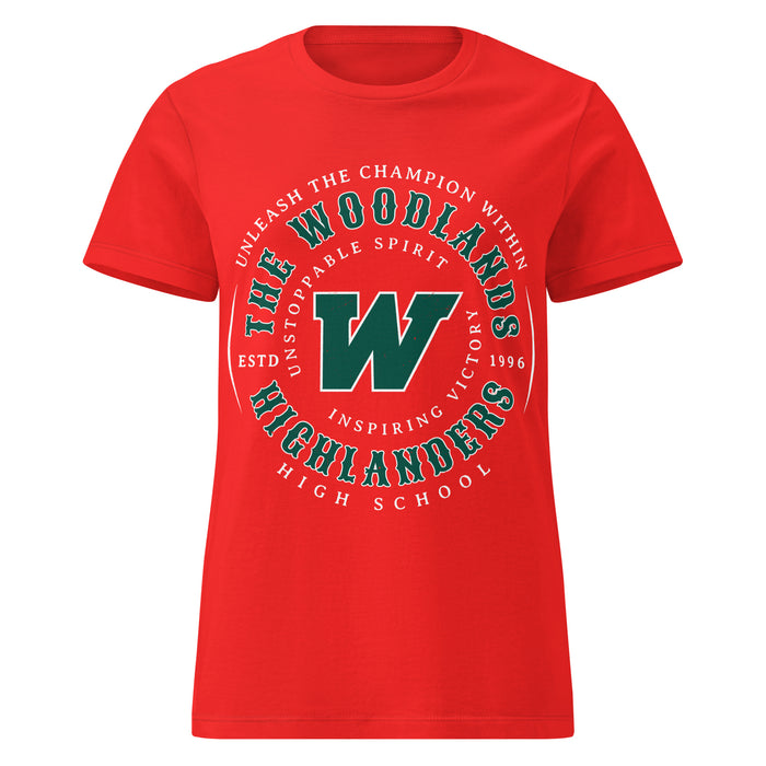 The Woodlands High School Highlanders Women's Red SoftStyle T-shirt 214