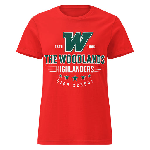 The Woodlands High School Highlanders Women's Red SoftStyle T-shirt 217