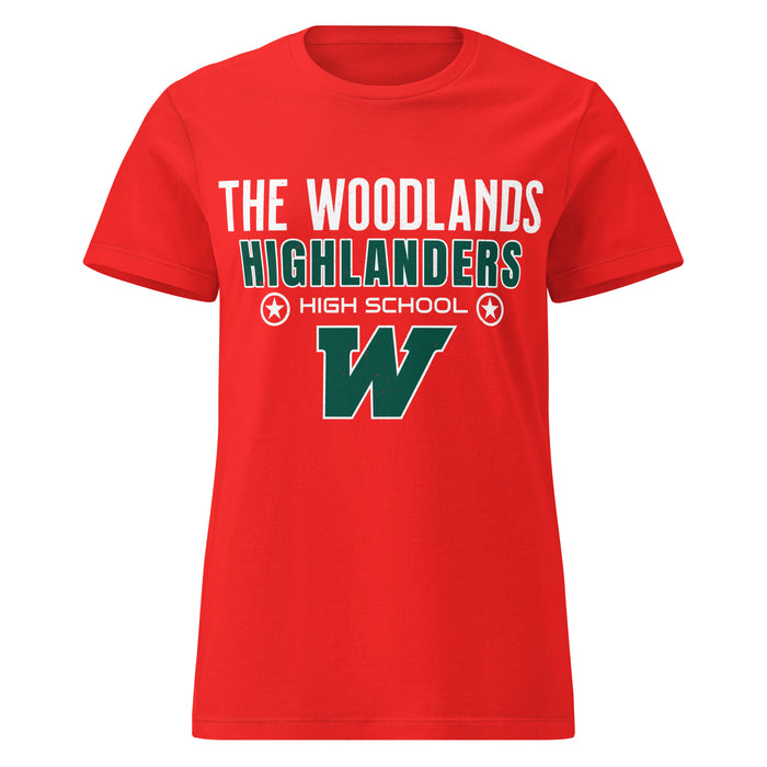 The Woodlands High School Highlanders Women's Red SoftStyle T-shirt 003