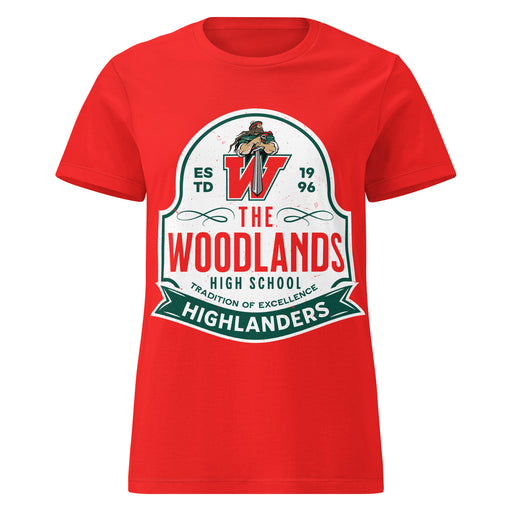 The Woodlands High School Highlanders Women's Red SoftStyle T-shirt 219