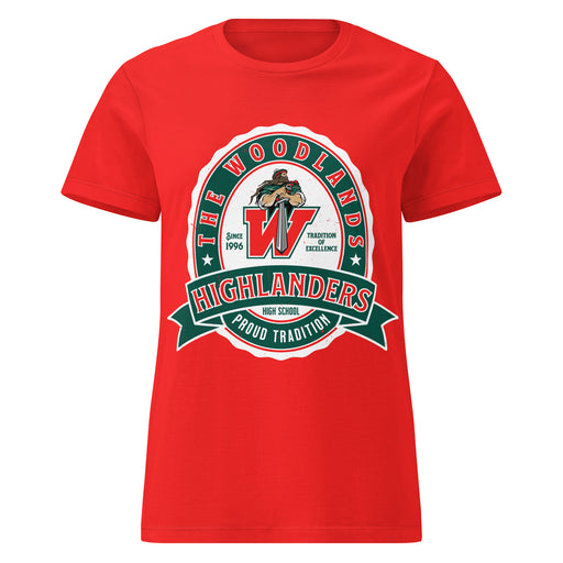 The Woodlands High School Highlanders Women's Red SoftStyle T-shirt 212