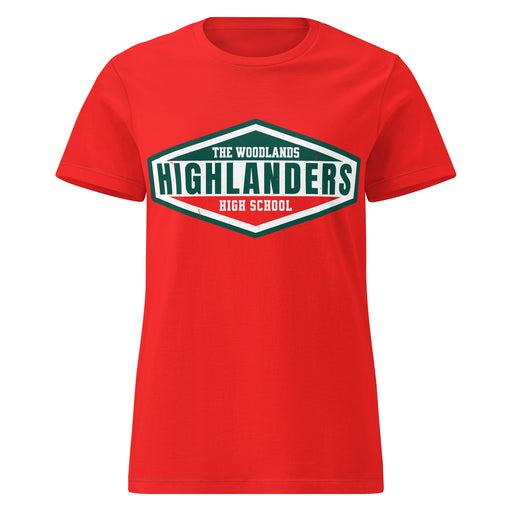 The Woodlands High School Highlanders Women's Red SoftStyle T-shirt 009