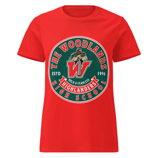 The Woodlands High School Highlanders Women's Red SoftStyle T-shirt 215