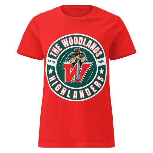 The Woodlands High School Highlanders Women's Red SoftStyle T-shirt 239