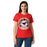 Lady wearing North Shore High School Mustangs Women's Red SoftStyle T-shirt 220