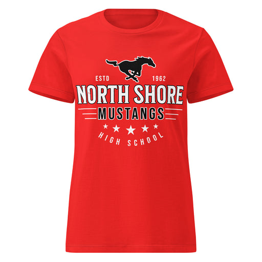 North Shore High School Mustangs Women's Red SoftStyle T-shirt 217
