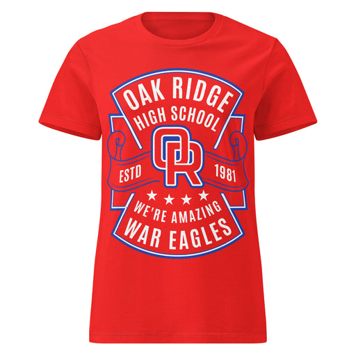 Oak Ridge High School War Eagles Women's Red SoftStyle T-shirt 207