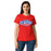 Lady wearing Oak Ridge High School War Eagles Women's Red SoftStyle T-shirt 009