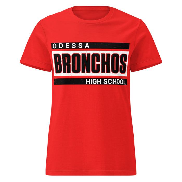 Odessa High School Bronchos Women's Red SoftStyle T-shirt 098