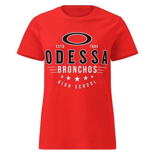 Odessa High School Bronchos Women's Red SoftStyle T-shirt 217