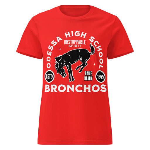 Odessa High School Bronchos Women's Red SoftStyle T-shirt 208
