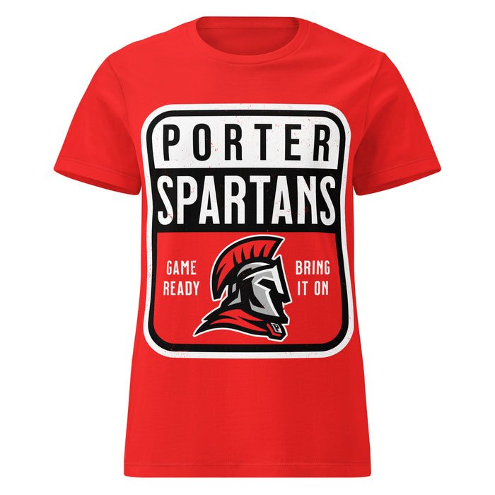 Porter High School Spartans Women's Red SoftStyle T-shirt 001
