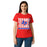 Woman wearing Sam Houston High School Texans Women's Red SoftStyle T-shirt 235