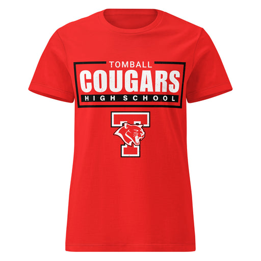 Tomball High School Cougars Women's Red SoftStyle T-shirt 049
