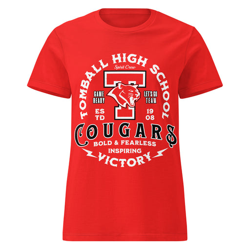 Tomball High School Cougars Women's Red SoftStyle T-shirt 206