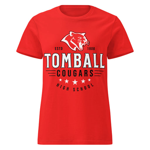 Tomball High School Cougars Women's Red SoftStyle T-shirt 217