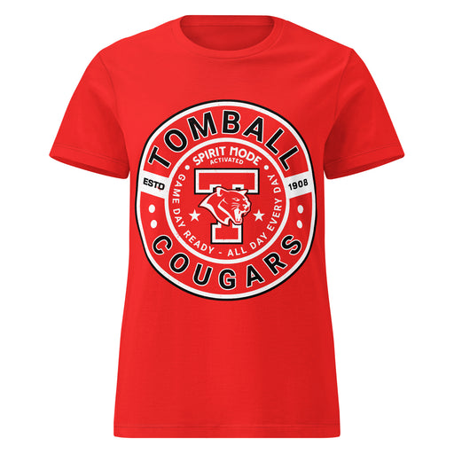 Tomball High School Cougars Women's Red SoftStyle T-shirt 239