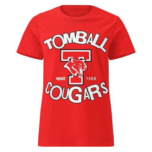 Tomball High School Cougars Women's Red SoftStyle T-shirt 228