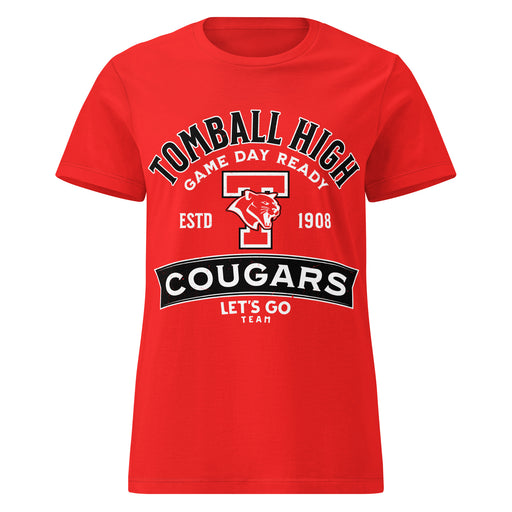 Tomball High School Cougars Women's Red SoftStyle T-shirt 221