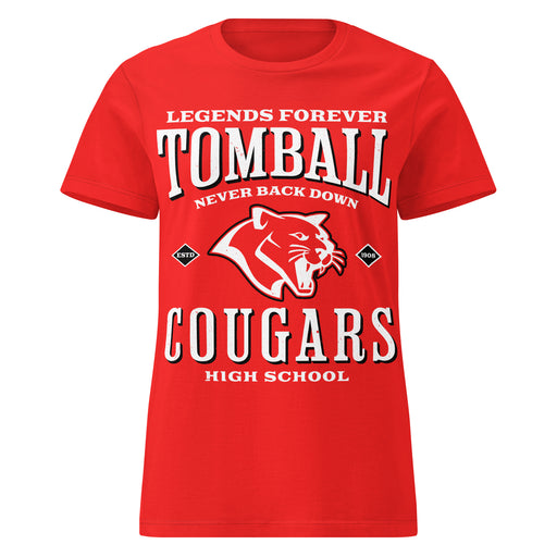 Tomball High School Cougars Women's Red SoftStyle T-shirt 230
