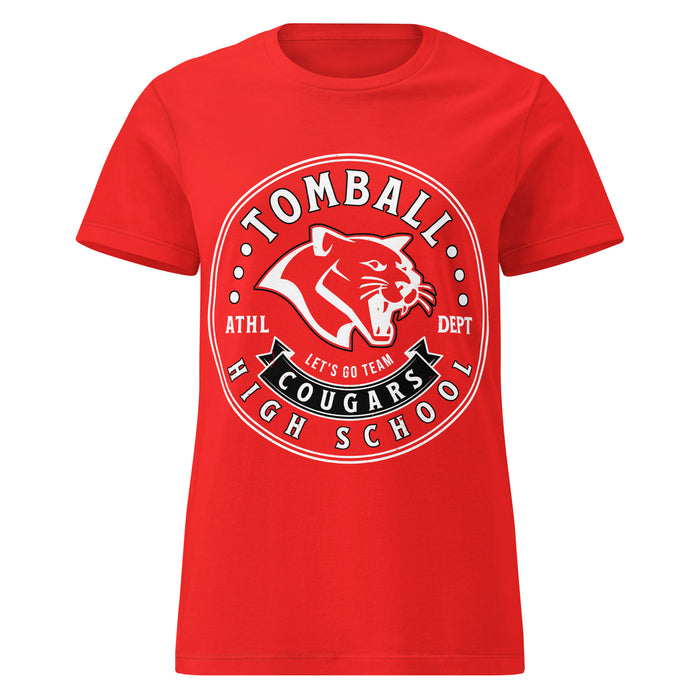 Tomball High School Cougars Women's Red SoftStyle T-shirt 215