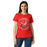 Lady wearing Tomball High School Cougars Women's Red SoftStyle T-shirt 215