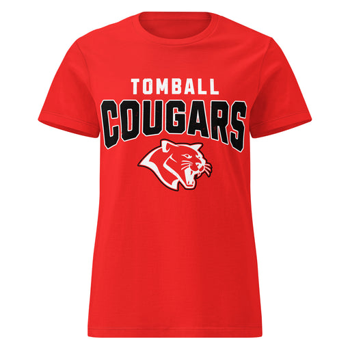 Tomball High School Cougars Women's Red SoftStyle T-shirt 234