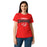 Lady wearing Tomball High School Cougars Women's Red SoftStyle T-shirt 234