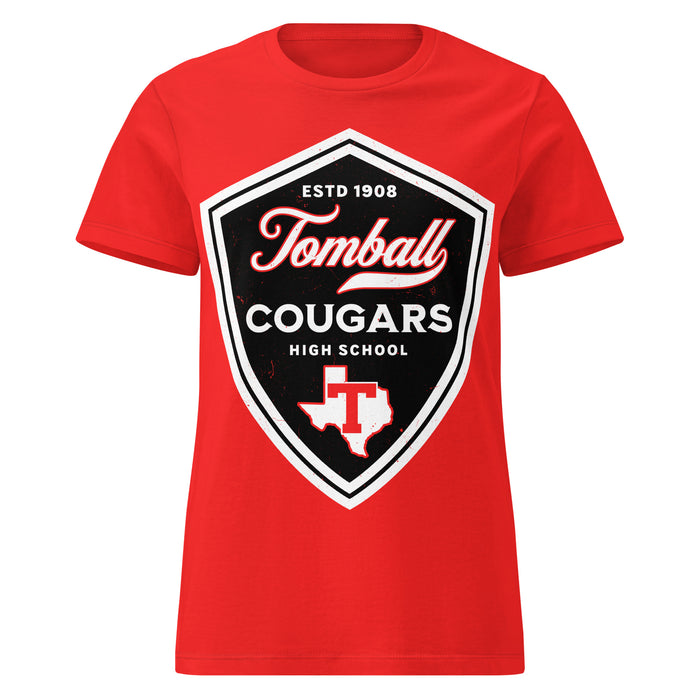 Tomball High School Cougars Women's Red SoftStyle T-shirt 225