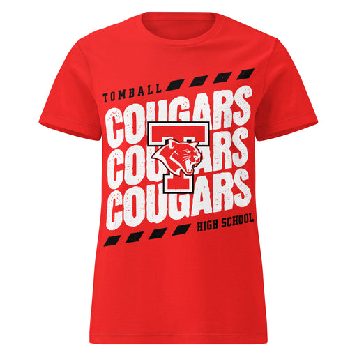 Tomball High School Cougars Women's Red SoftStyle T-shirt 223