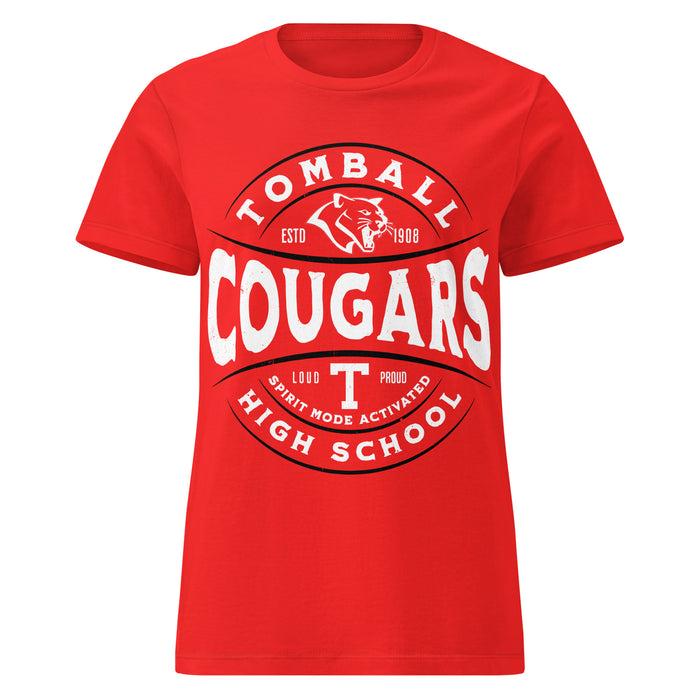 Tomball High School Cougars Women's Red SoftStyle T-shirt 218