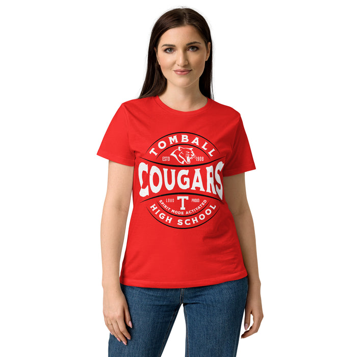 Front view of Tomball High School Cougars Women's Red SoftStyle T-shirt 218