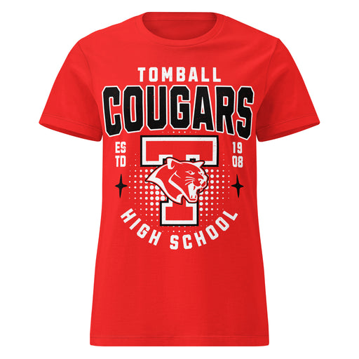 Tomball High School Cougars Women's Red SoftStyle T-shirt 204